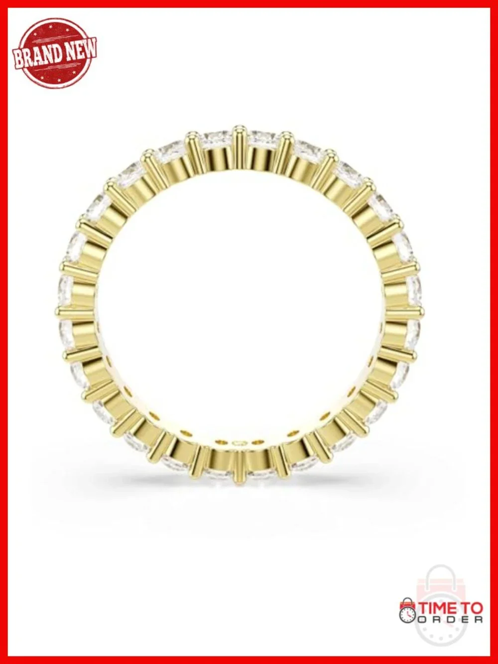 Vittore Band Ring Round Cut Gold-tone Plated Crystal Band Ring